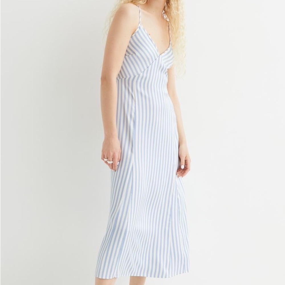 H&M Satin V-Neck Slip Dress Midi
